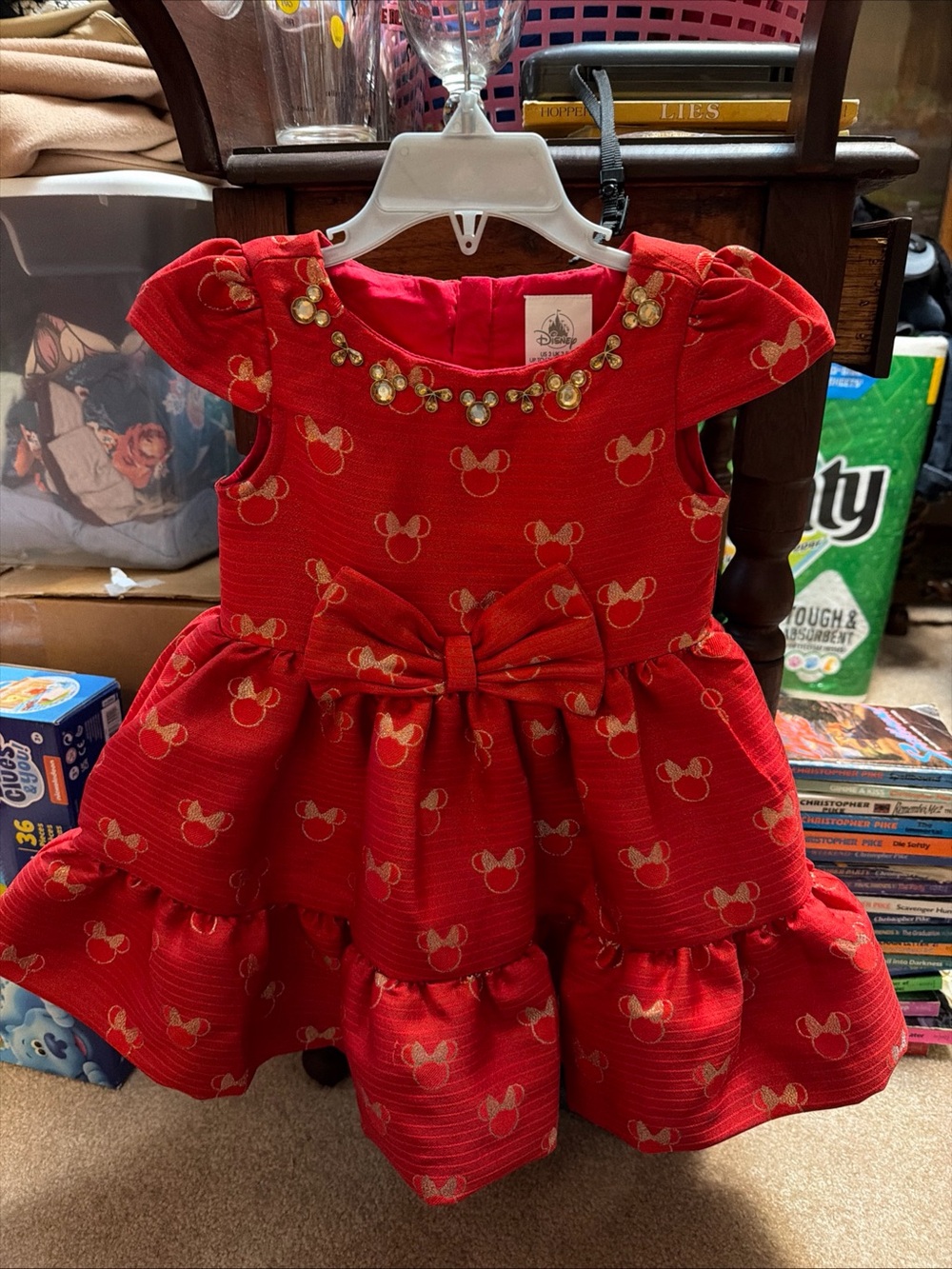Disney Store Minnie Mouse Holiday Dress Red Size 3 EUC Christmas